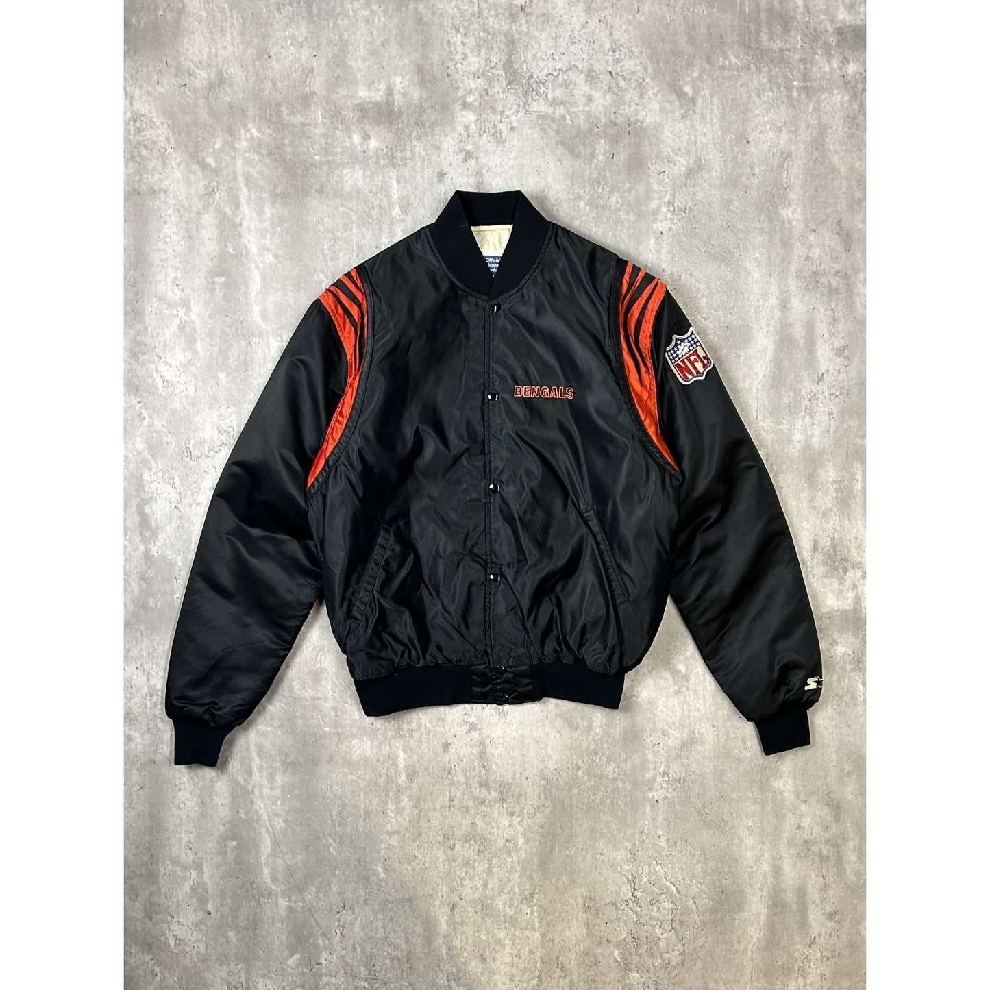 Vintage 90s Cincinnati Bengals NFL Starter Satin Bomber Jacket Size XL