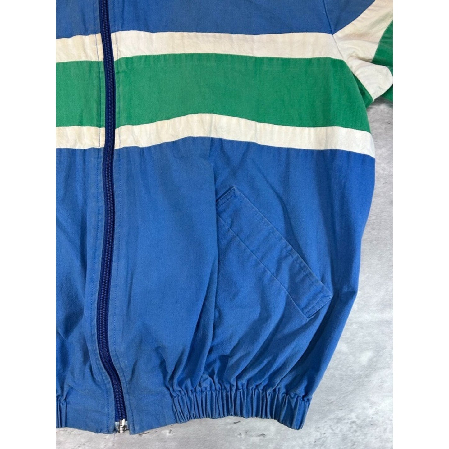 Vintage 80s/90s Full Zip Striped Lightweight Jacket Size Large