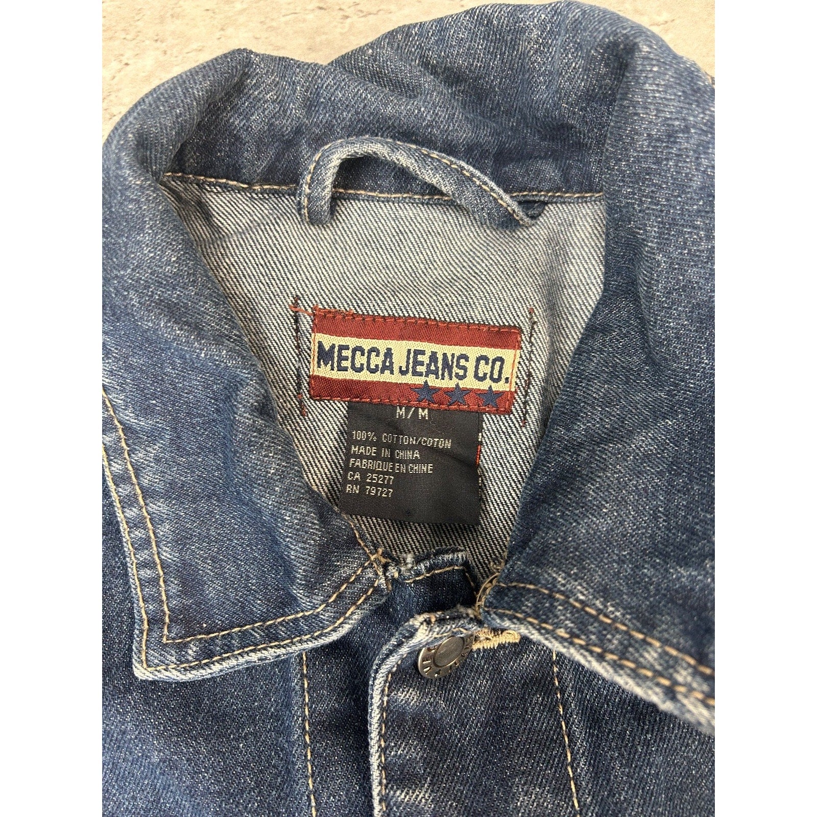 Vintage Y2K Mecca Jeans Dark Wash Denim Trucker Jacket Size Medium