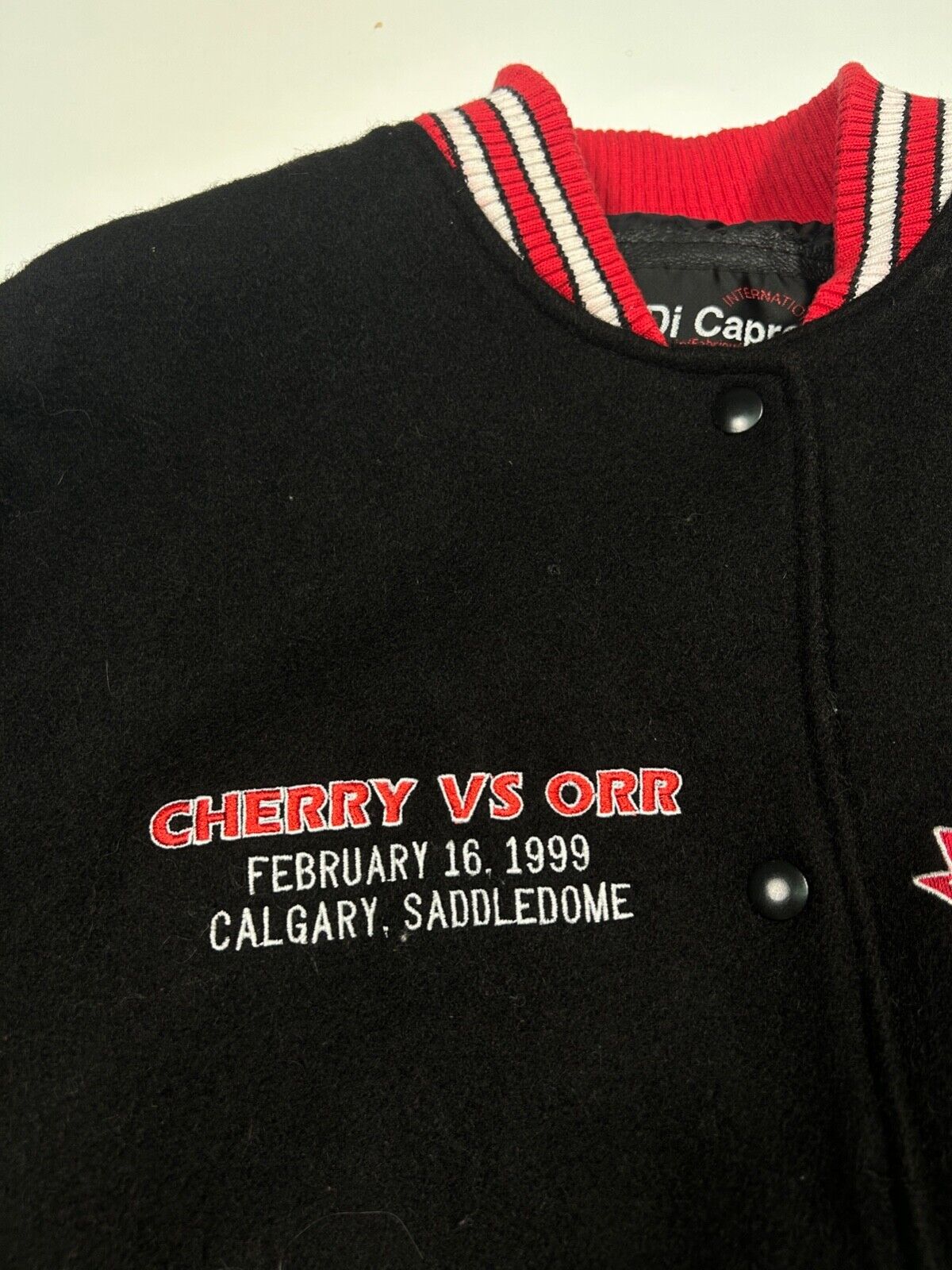 Vintage 1999 CHL Hockey Cherry vs Orr Calgary Varsity Jacket Size Medium 90s