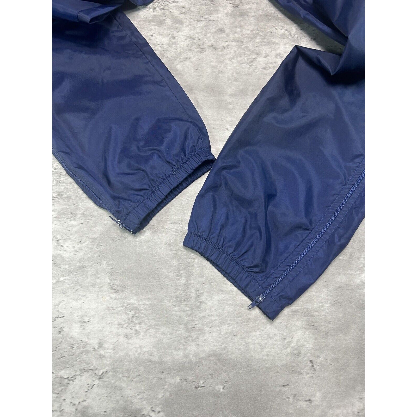 Vintage Y2K Nike Two Tone Embroidered Swoosh Nylon Track Pants Size XL Blue