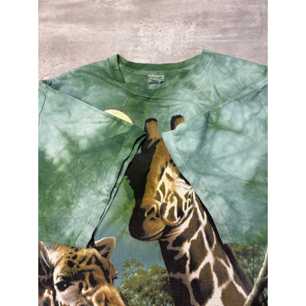 Vintage 1999 Giraffe Nature Graphic Tie Dye T-Shirt Size 2XL