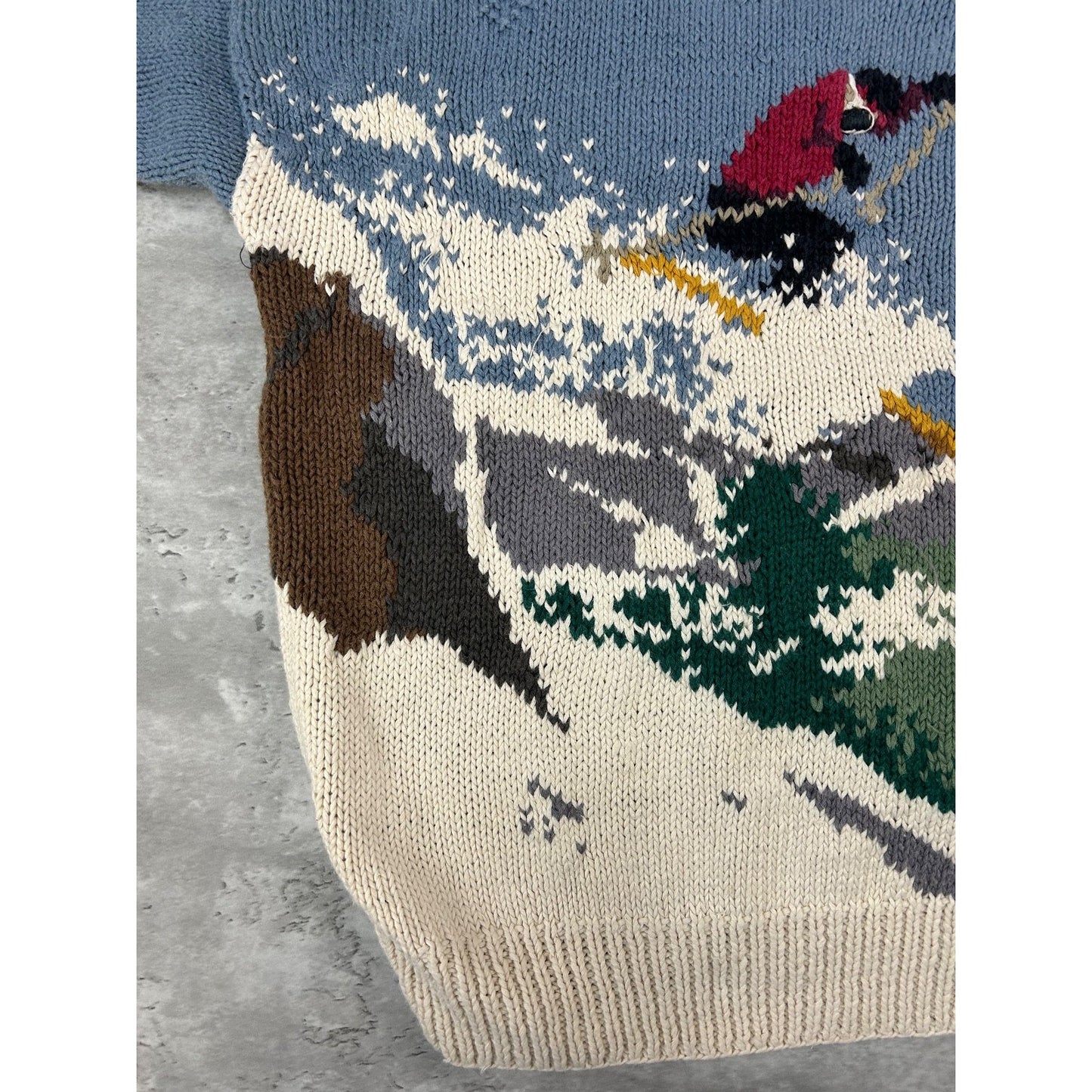 Vintage 90s Skiing Graphic Pullover Knit Sweater Size Large