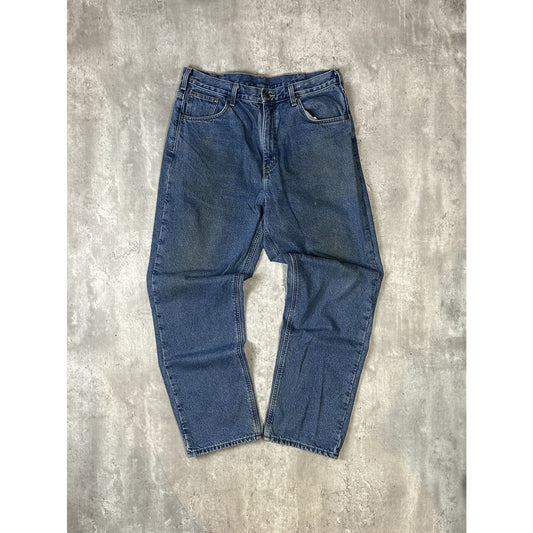 Vintage Carhartt Distressed Medium Wash Denim Workwear Pants Size 35