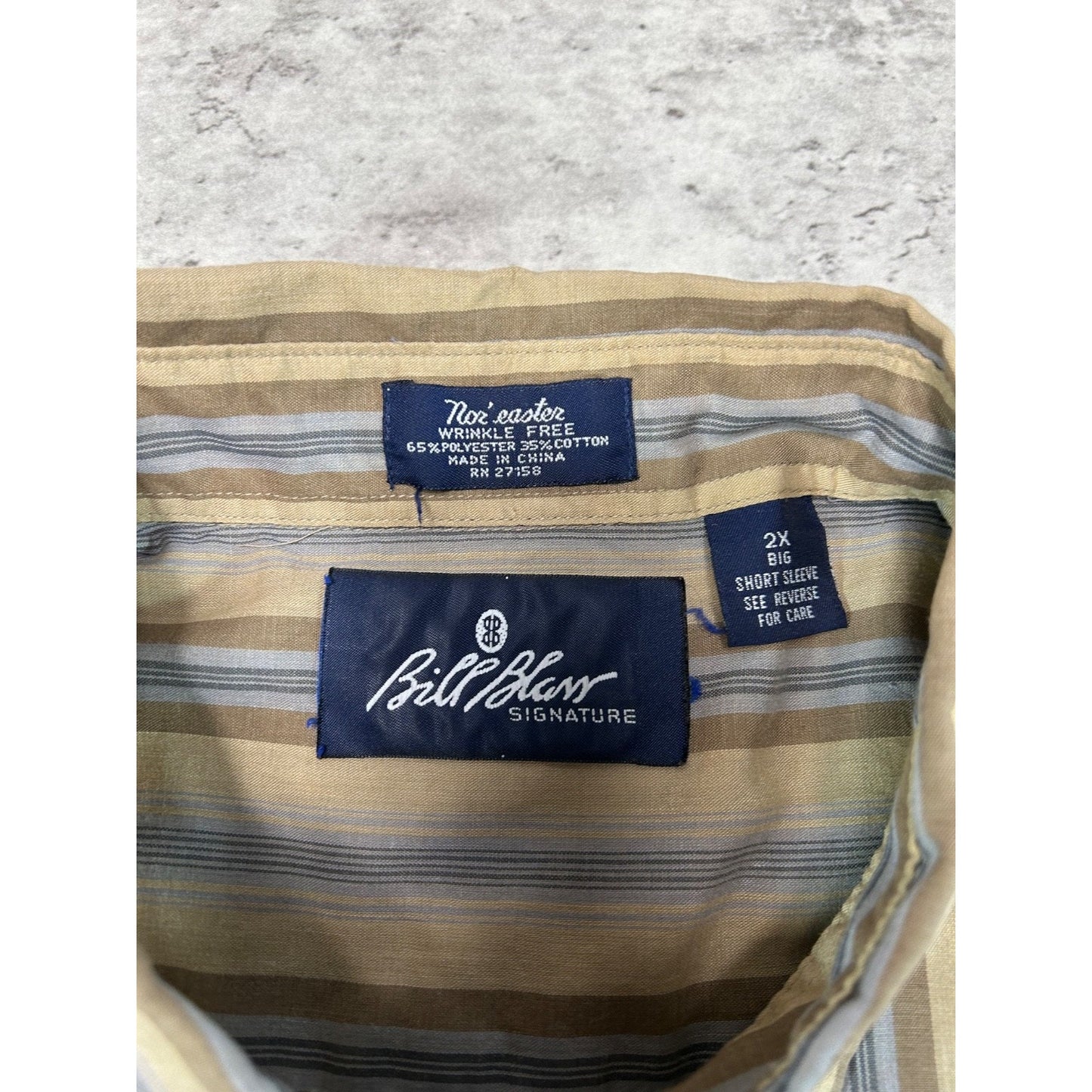 Vintage Bill Blass Striped Short Sleeve Cropped Reworked Button Up Shirt Sz 2XL