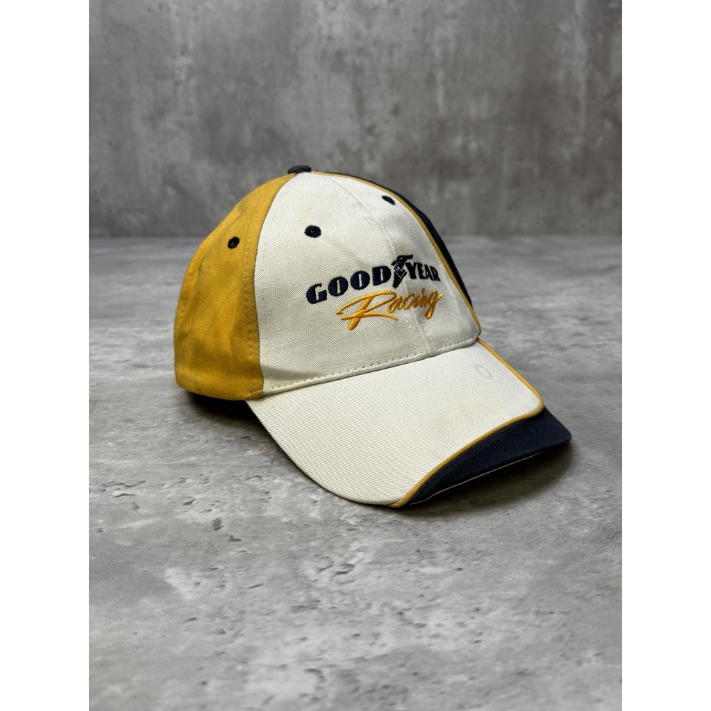 Vintage Goodyear Racing Embroidered Spellout Logo Nascar Strapback Hat OSFA