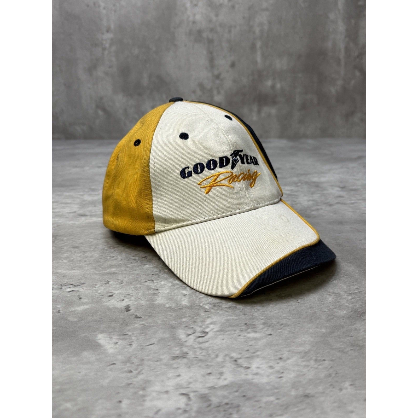 Vintage Goodyear Racing Embroidered Spellout Logo Nascar Strapback Hat OSFA