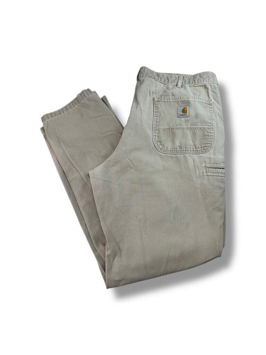 Vintage Carhartt Relaxed Fit Canvas Workwear Five Pocket Pants Size 37W Beige