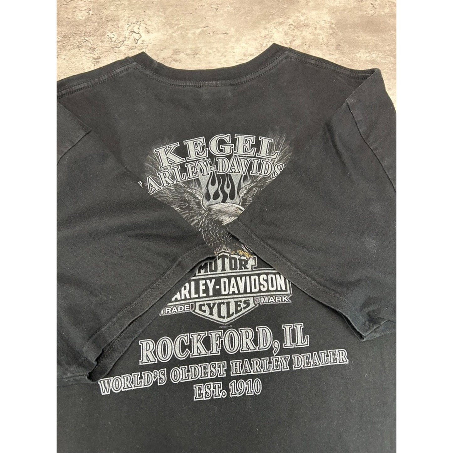 Harley Davidson Motorcycles Flaming Bald Eagle Graphic T-shirt Size XL Black