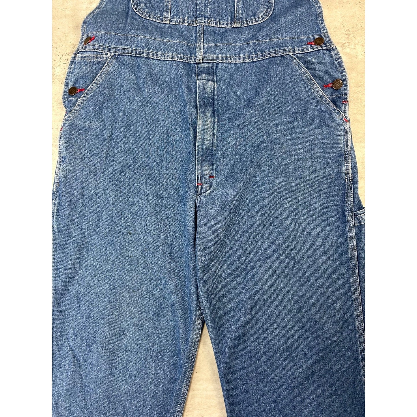Dickies Medium Wash Denim Workwear Carpenter Overall Pants Size 41 Blue