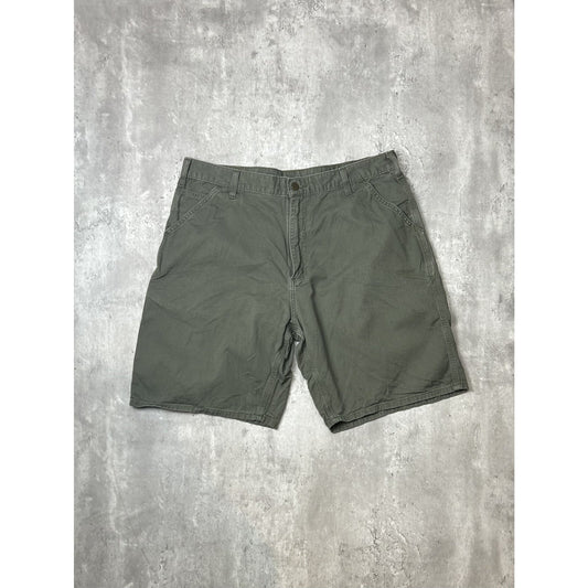 Vintage Carhartt Canvas Workwear Five Pocket Shorts Size 38 B283 MOS Green