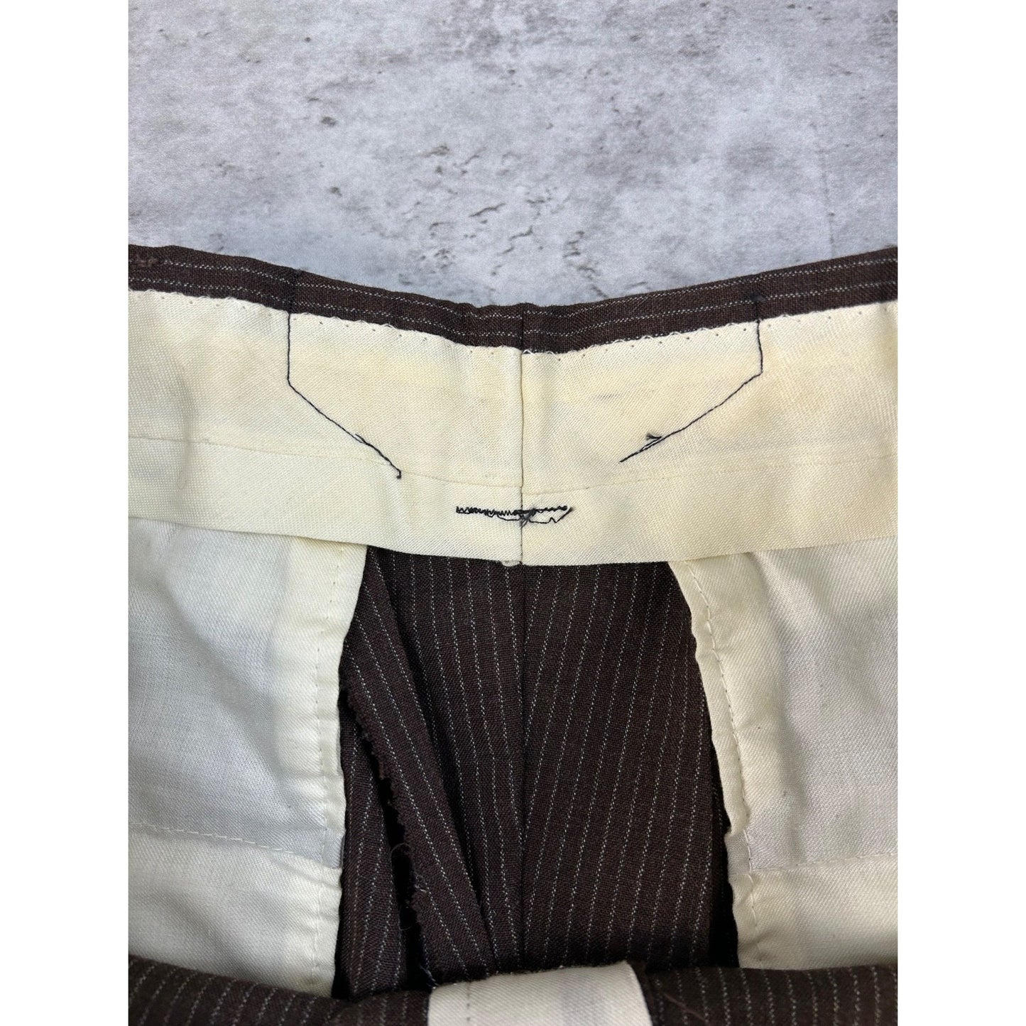 Vintage 80s Pinstripe Earth Tone Straight Fit Trouser Style Pants Size 33