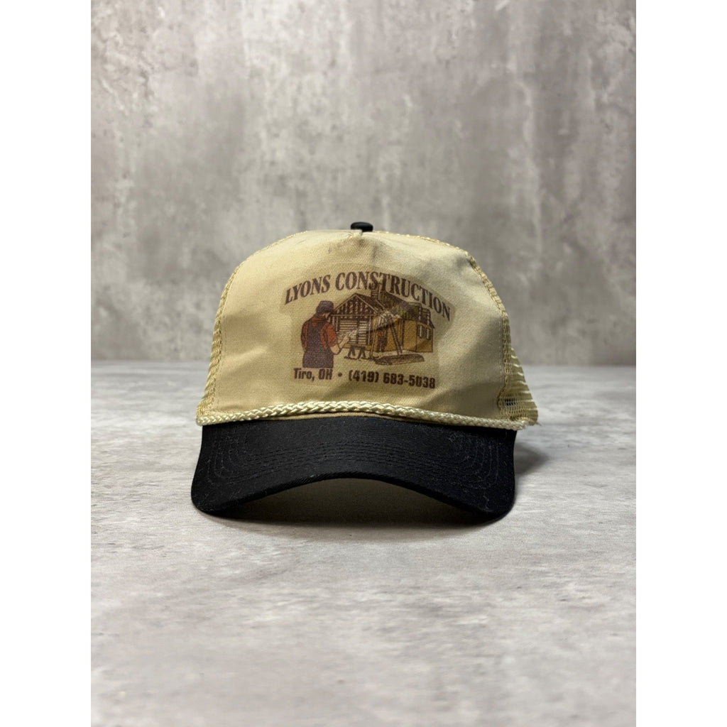 Vintage Lyons Construction Graphic Trucker Snapback Hat OSFA