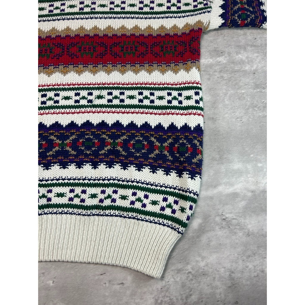 Vintage 90s Knights Of Round Table Abstract Striped Knit Sweater Size Large