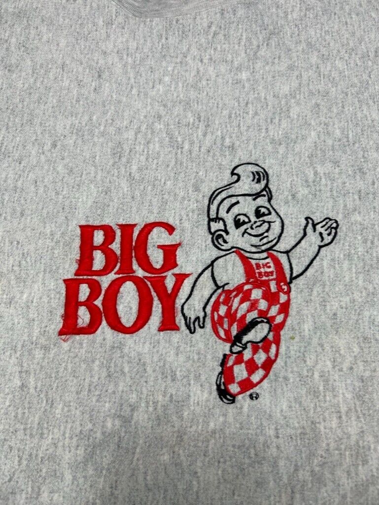 Vintage 90s Big Boy Cartoon Character Spellout Embroidered Sweatshirt Size Large