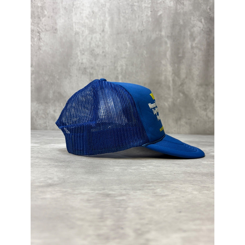 Vintage 80s Wanted Woman To Cock And Clean Fish Trucker Snapback Hat OSFA