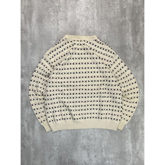 Vintage 90s Northern Elements Diamond Print Knit Sweater Size 2XL Beige
