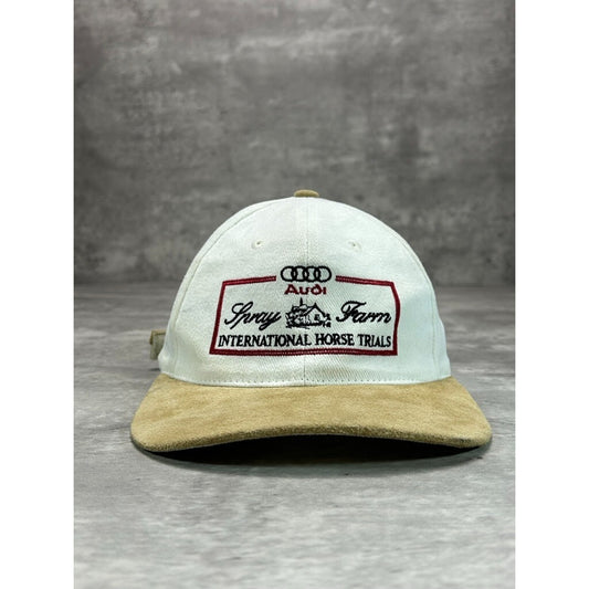 Vintage 90s Audi Spray Farm Horse Trails Embroidered Strapback Hat OSFA