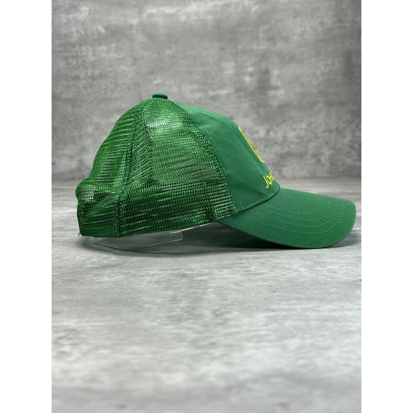 Vintage John Deere Embroidered Logo Trucker Snapback Hat OSFA Green