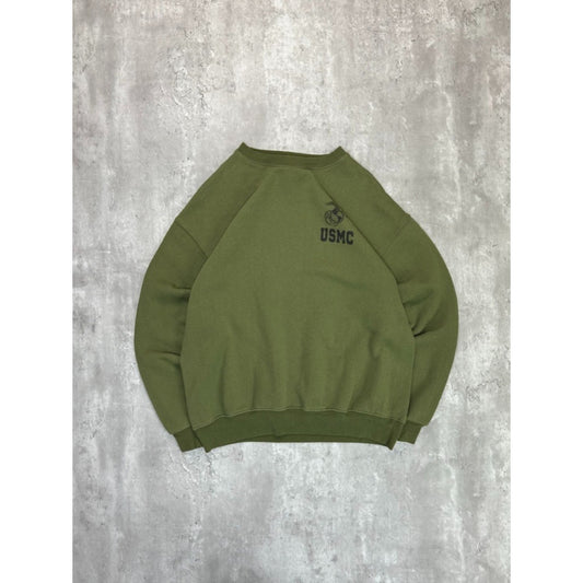 Vintage 90s US Military USMC Graphic Crest Graphic Crewneck Sweatshirt Sz Large