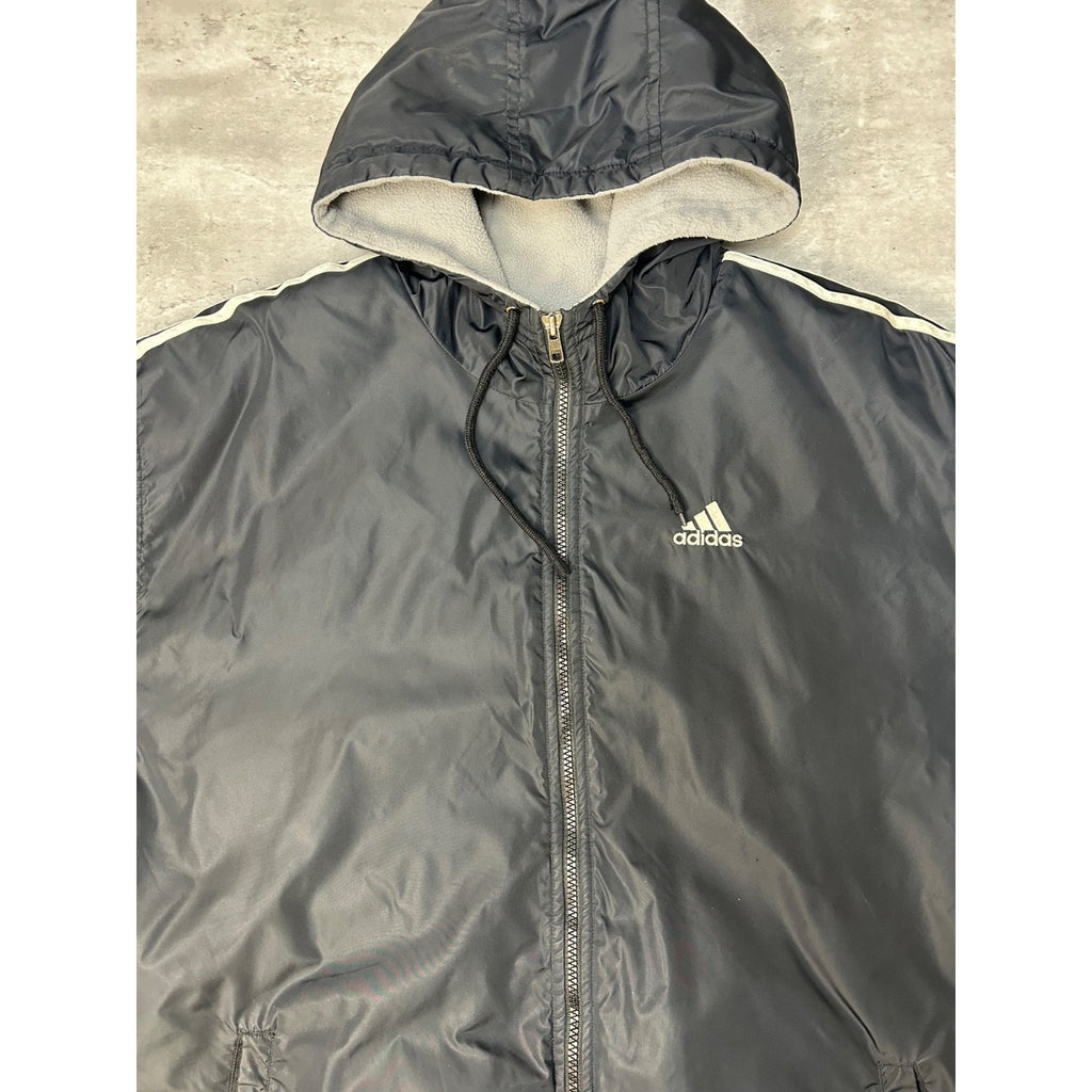 Vintage Adidas Embroidered Logo Nylon Full Zip Hooded Jacket Size Large