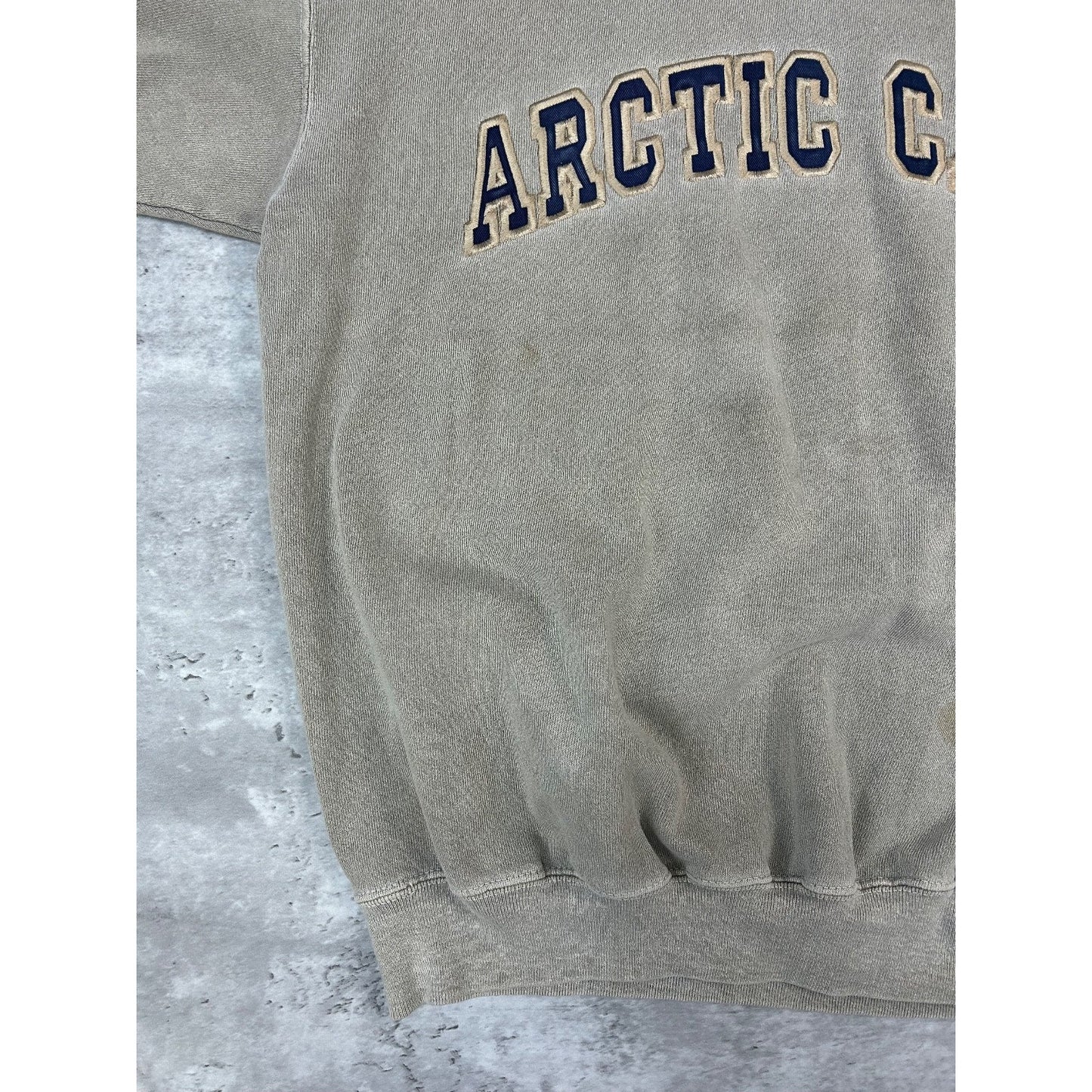 Vintage 90s Arctic Cat Embroidered Spellout Earth Tone Sweatshirt Size Medium