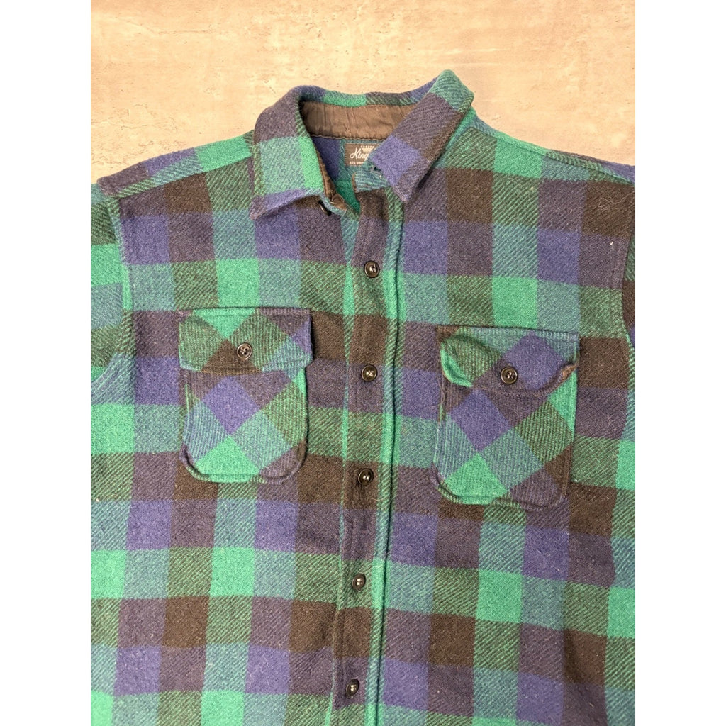 Vintage 1950s/60s King Kobe Heavy Weight Plaid Print Button Up Shirt Size Large