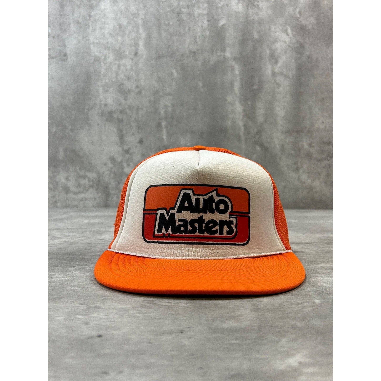 Vintage 80s Auto Masters Graphic Spellout Trucker Snapback Hat OSFA