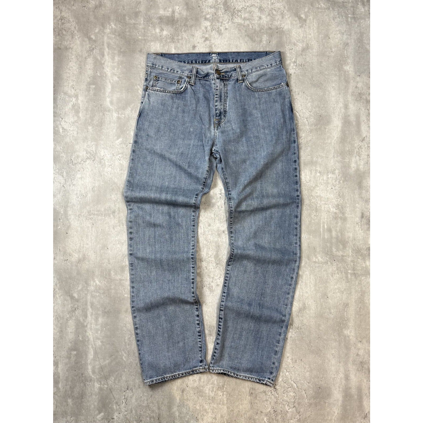 Vintage Carhartt WIP Light Wash Denim Workwear Pants Size 35 Blue
