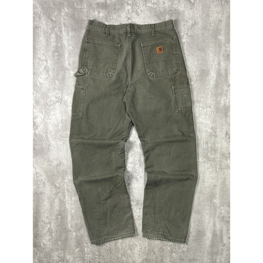 Vintage Carhartt Canvas Workwear Carpenter Pants Size 34 Green