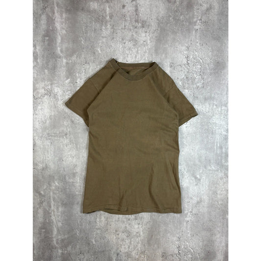 Vintage 1980s Single Stitch Earth Tone Blank T-Shirt Size Small Beige