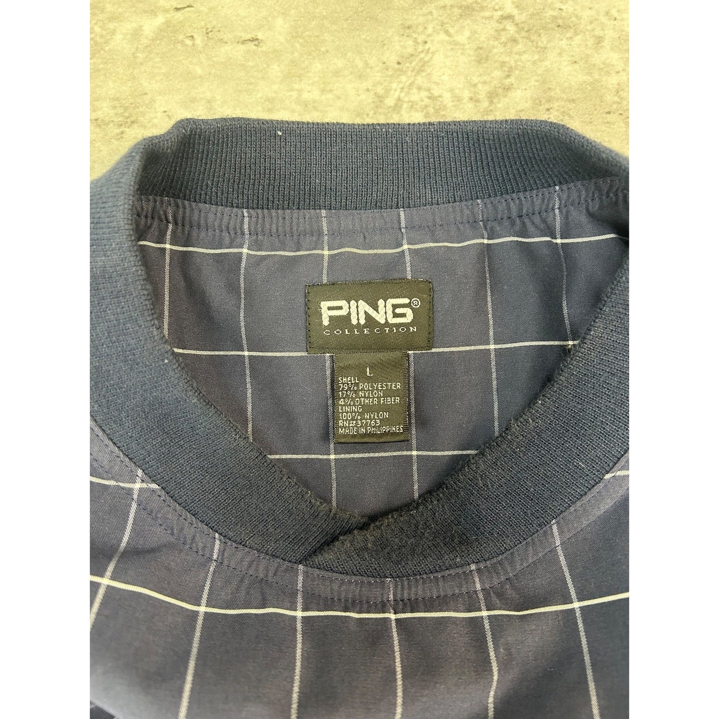 Vintage PING Tall Grass Golf Club Checkered Print Pullover Nylon Jacket Sz Large