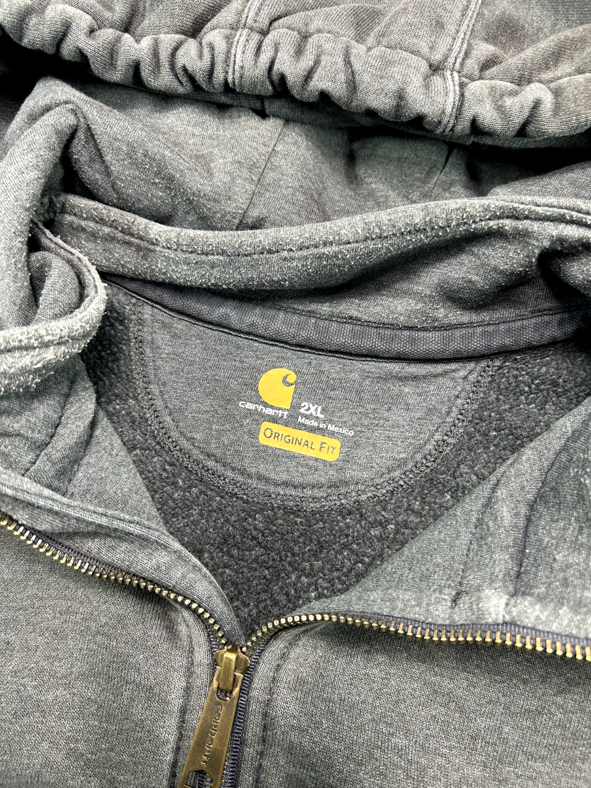 Carhartt Original Fit 1/4 Zip Workwear Hooded Sweatshirt Size 2XL Gray