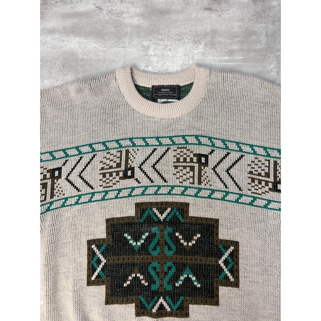 Vintage 80s/90s Sears Abstract Pattern Knit Sweater Size Medium