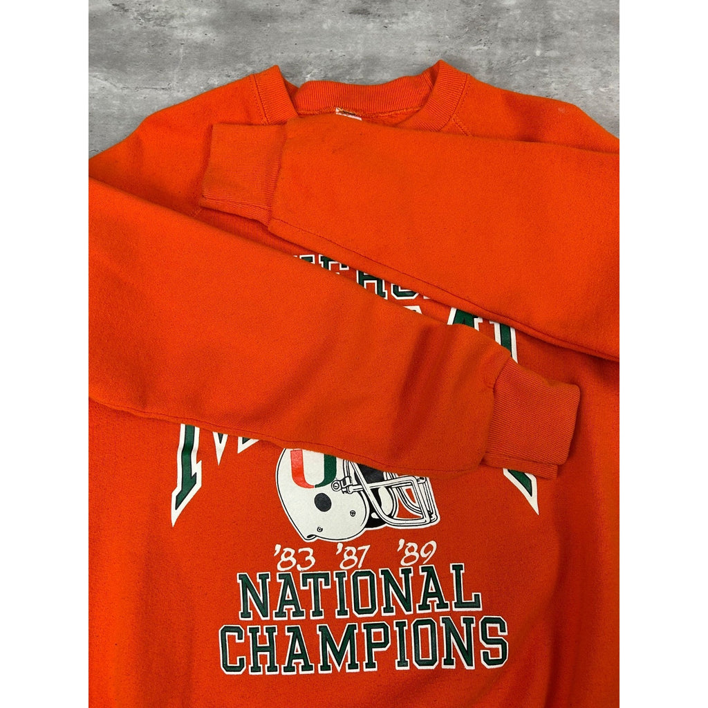 Vintage 1989 Miami Hurricanes NCAA National Champs Football Sweatshirt Sz Large