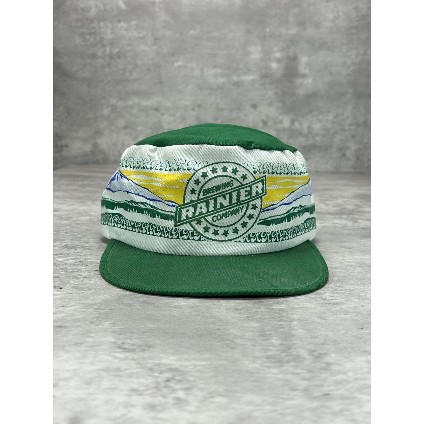 Vintage Rainer Brewing Company Beer Promo Mountain Graphic Fitted Hat OSFA