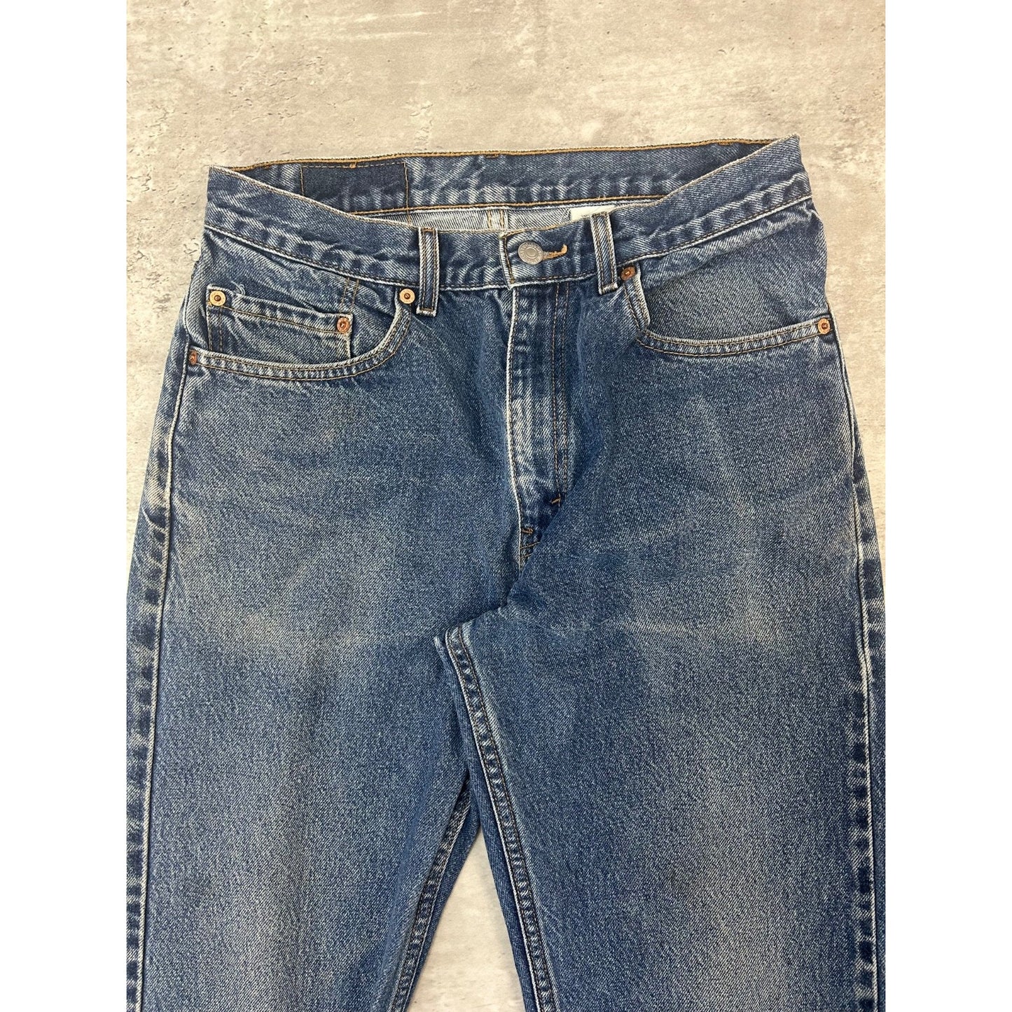 Vintage 90s Levis 505 Regular Fit Red Tab Dark Wash Denim Pants Size 30