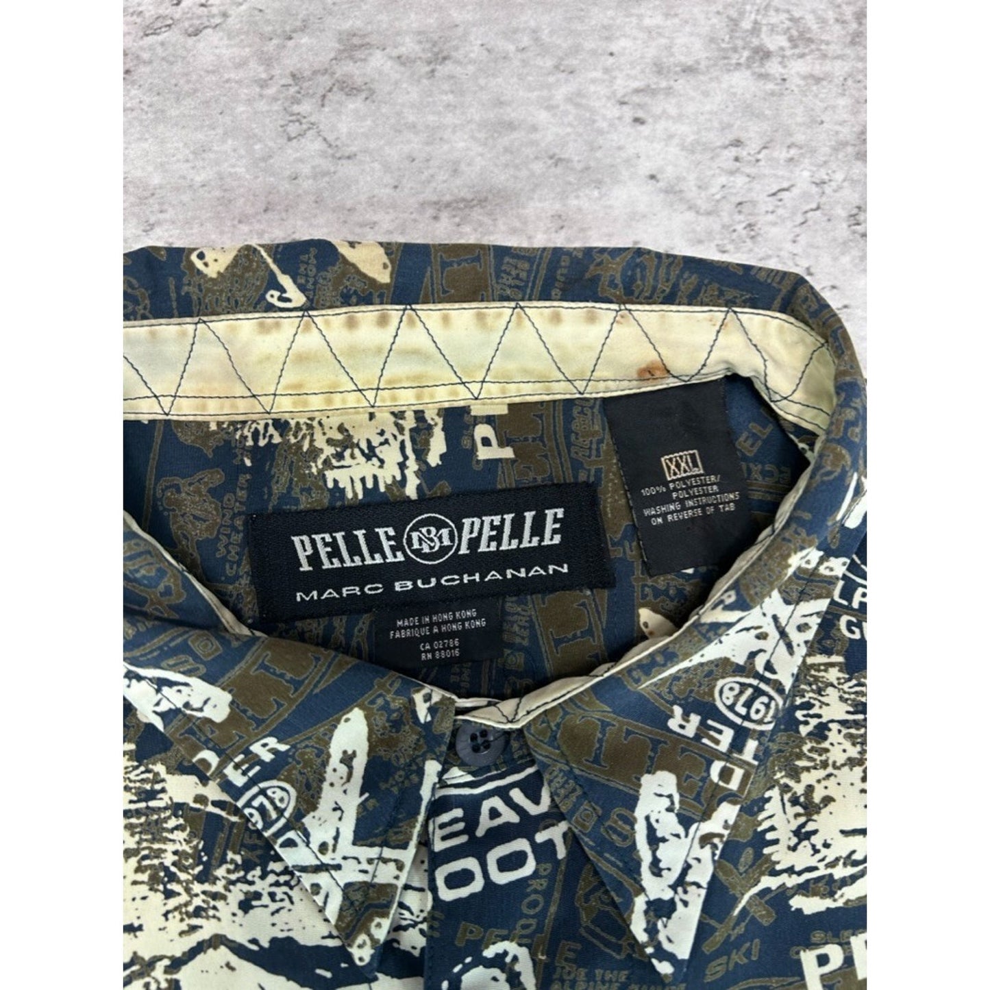 Vintage Y2K Pelle Pelle Ski All Over Print Long Sleeve Button Up Shirt Size XXL