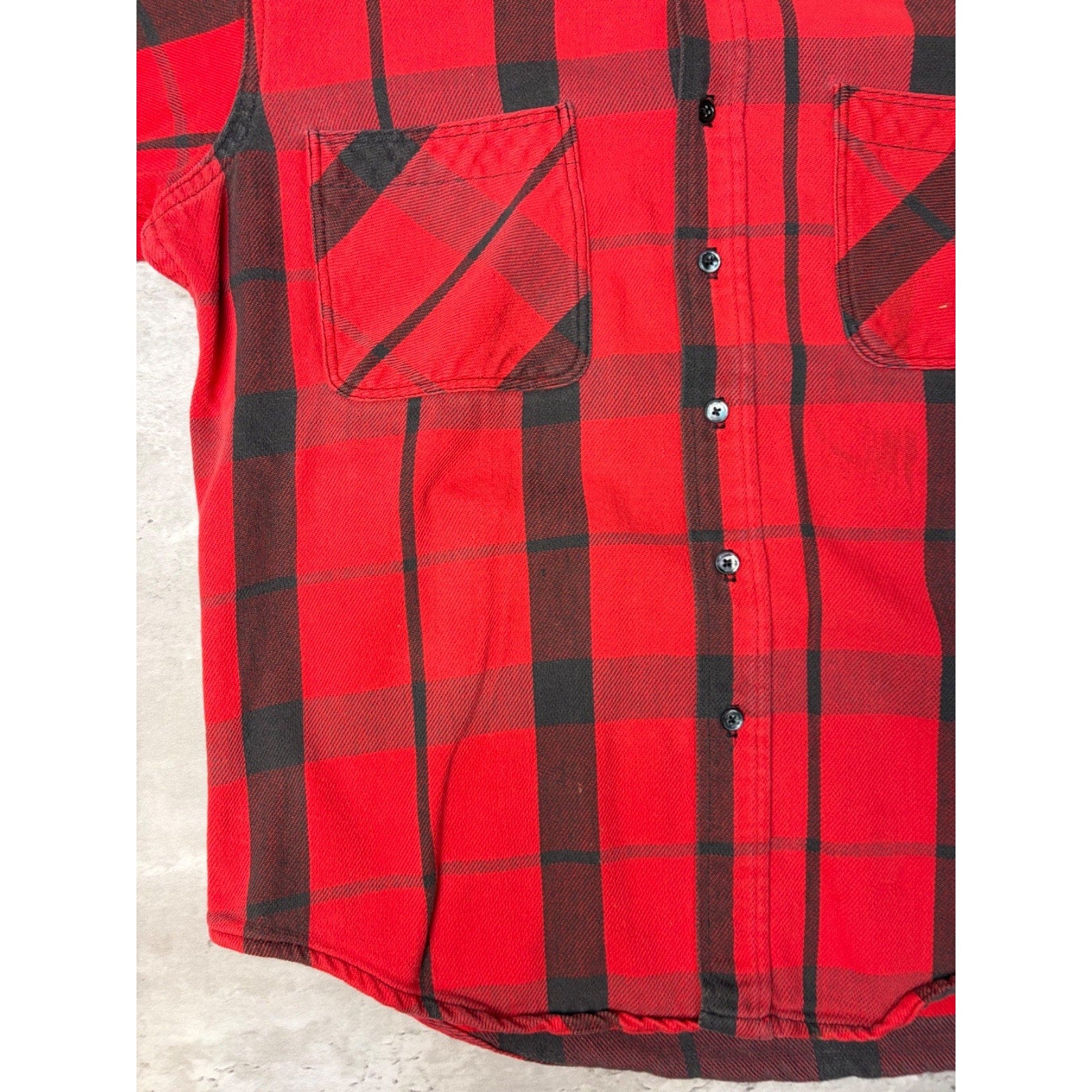 Vintage 1970s St Johns Bay By Big Mac Red Plaid Print Button Up Shirt Sz Large