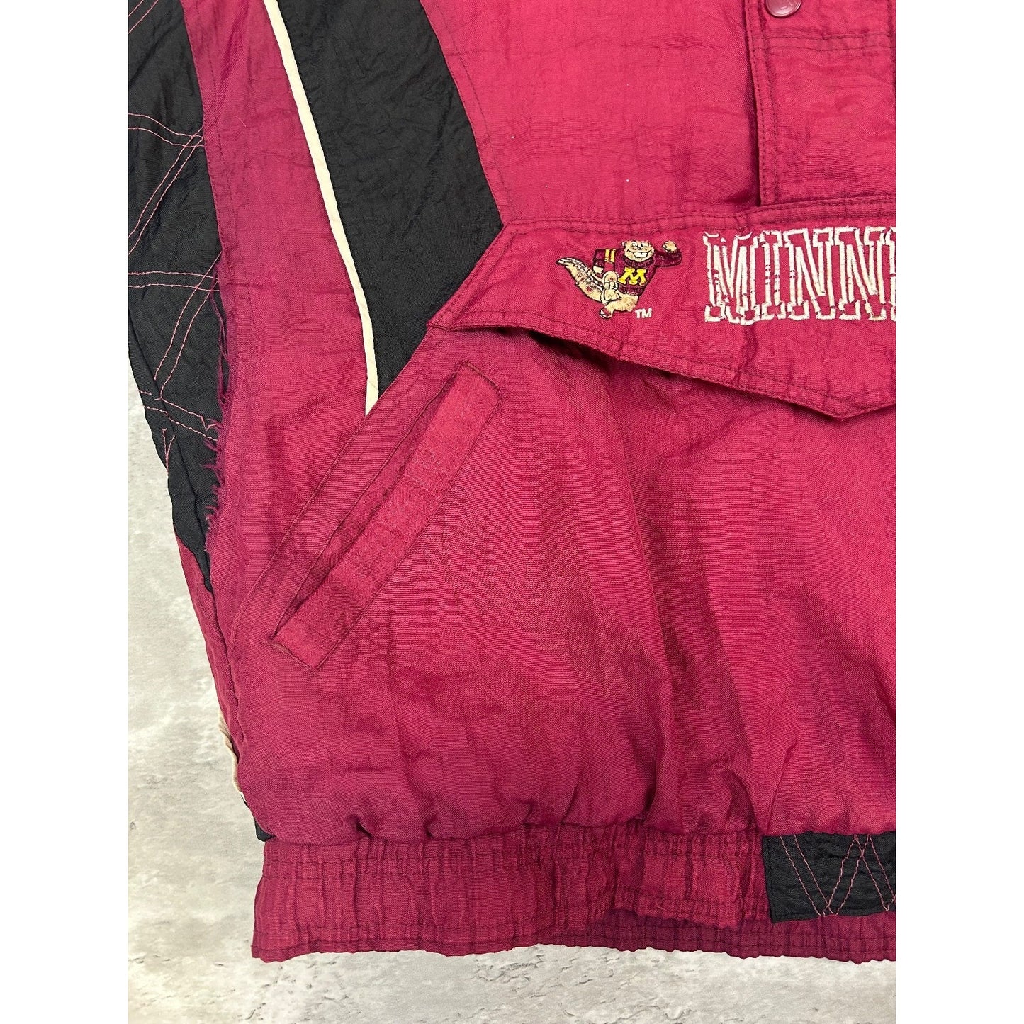 Vintage 90s Minnesota Gophers NCAA Insulated 1/2 Zip Starter Jacket Size Large
