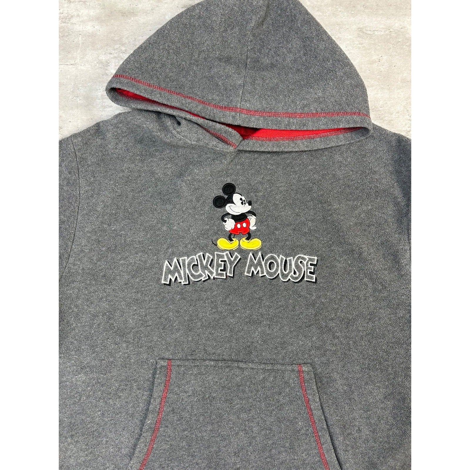 Vintage Disney Mickey Mouse Embroidered Fleece Hooded Sweatshirt Size XL
