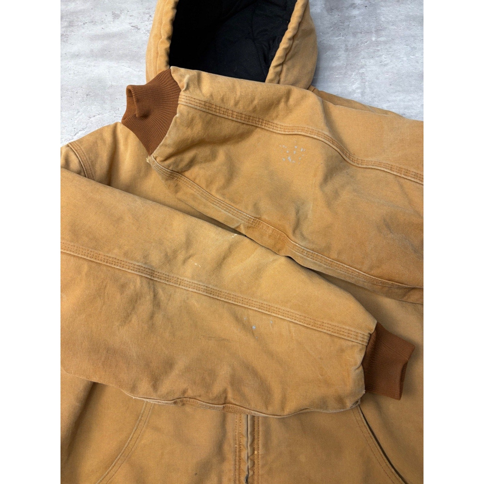 Vintage Carhartt Canvas Workwear Insulated Hooded Active Jacket Sz XL UJ140 BRN