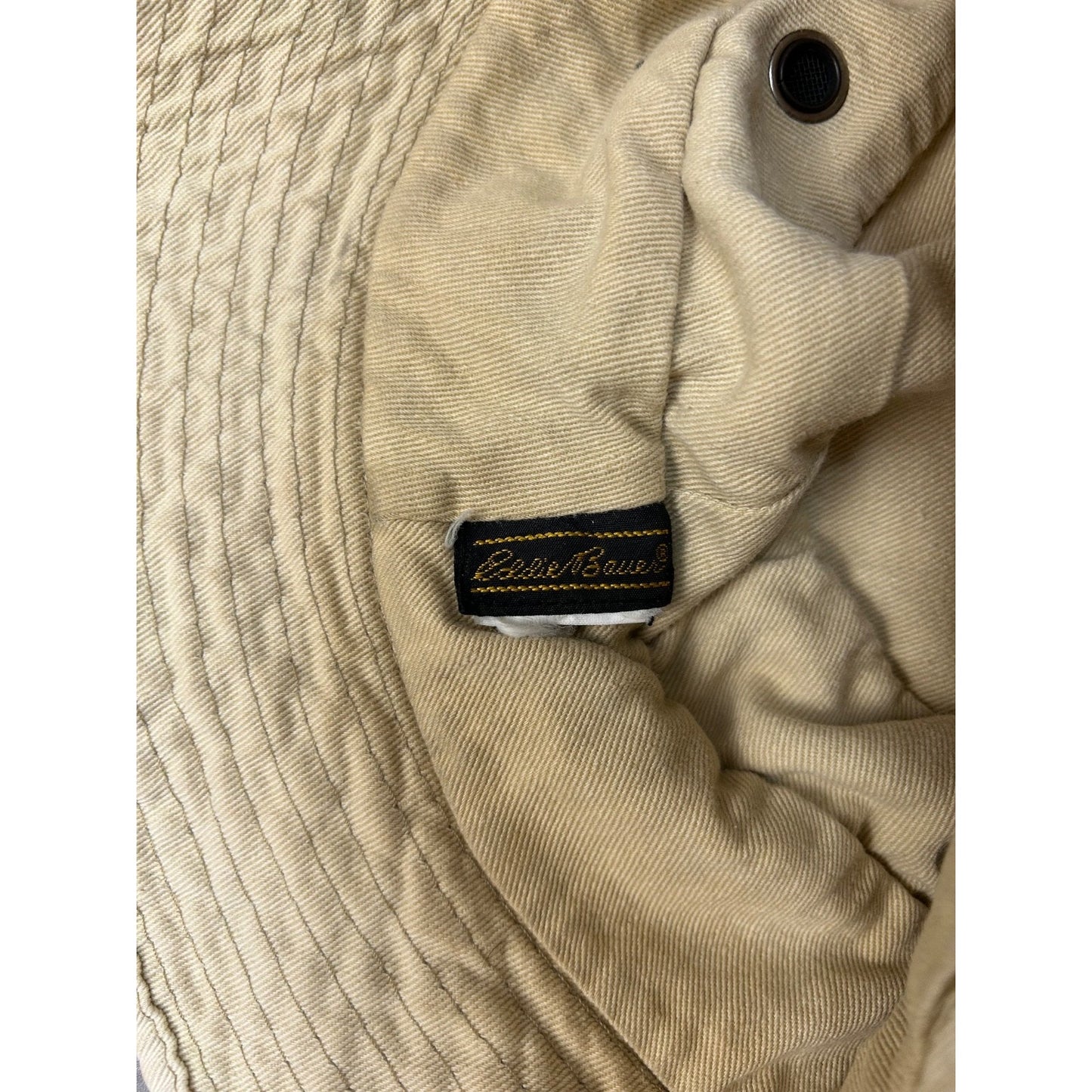 Vintage 90s Eddie Bauer Beige Canvas Fishing Bucket Hat OSFA