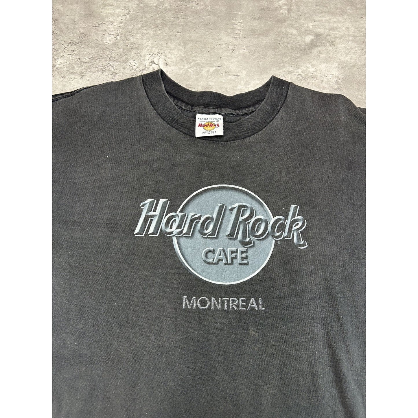 Vintage 90s Hard Rock Cafe Montreal Graphic Destination T-Shirt Size XL Black
