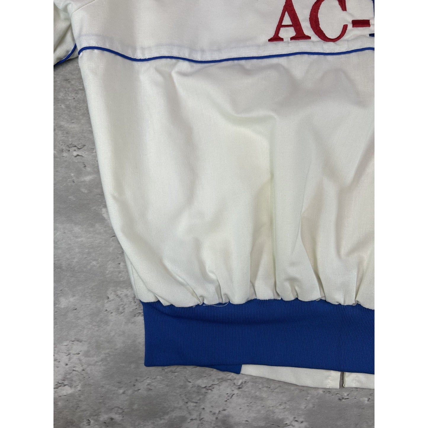 Vintage 80s Al-Delco Embroidered Logo Full Zip Racing Bomber Jacket Size Large