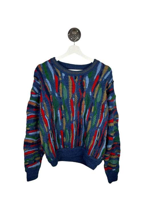 Vintage Limnos 100% Wool Coogi Style Abstract 3D Knit Sweater Size Medium