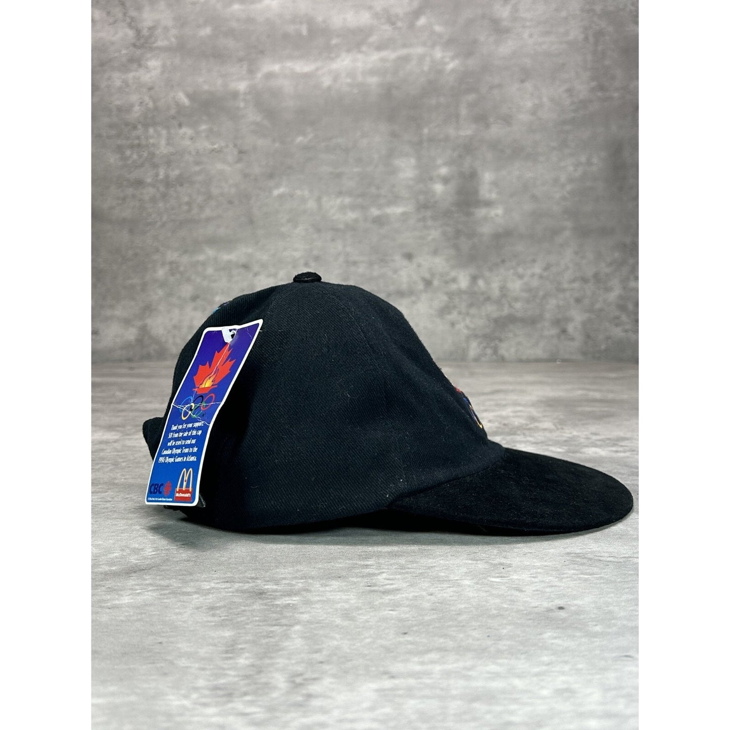 Vintage 90s Canada Olympics Embroidered Logo Strapback Hat OSFA Black