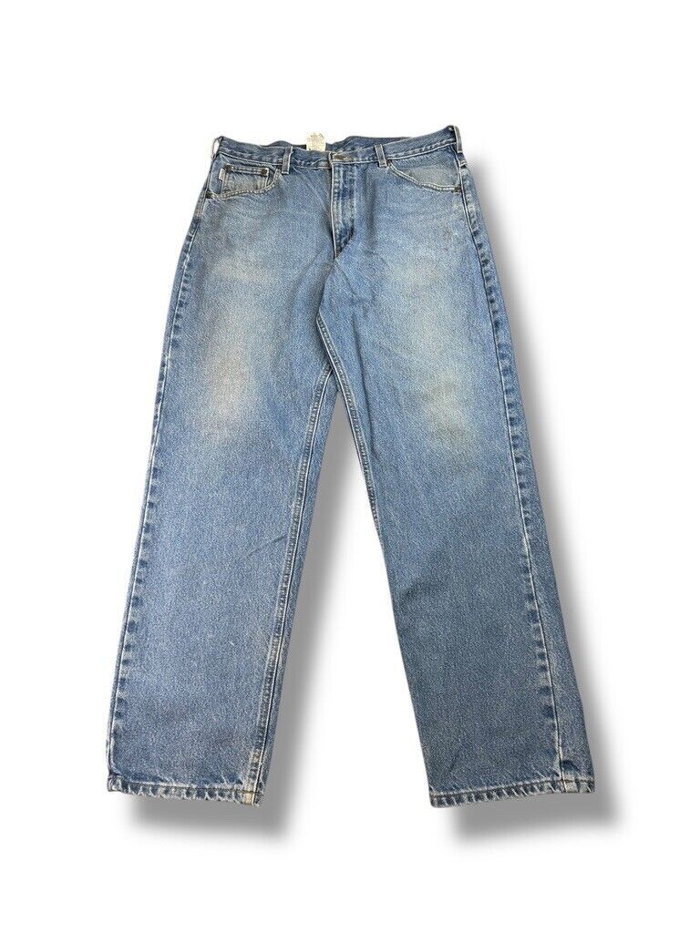 Vintage 90s Carhartt Medium Wash Denim Work Wear Pants Size 36W B17 DST