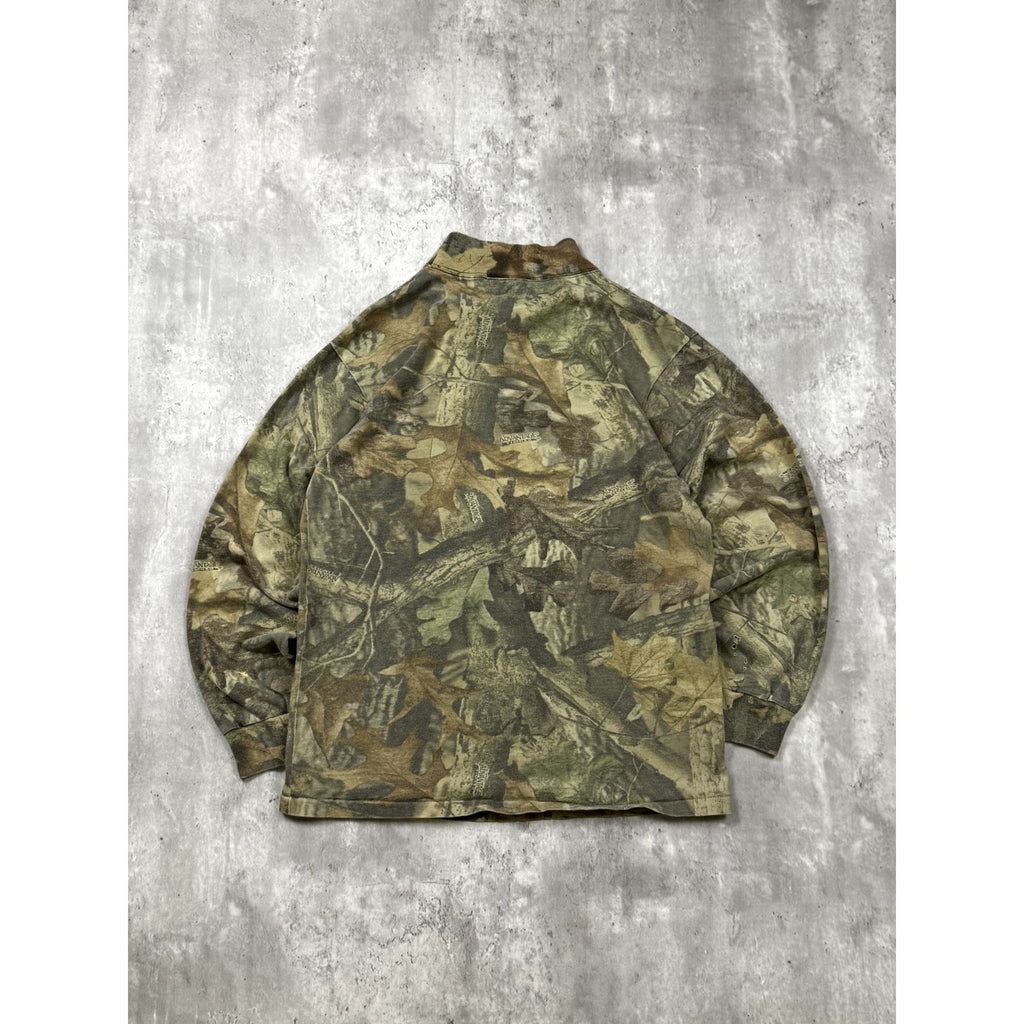 Vintage 90s Advantage Timber Camo Mock Neck Long Sleeve T-Shirt Size Medium