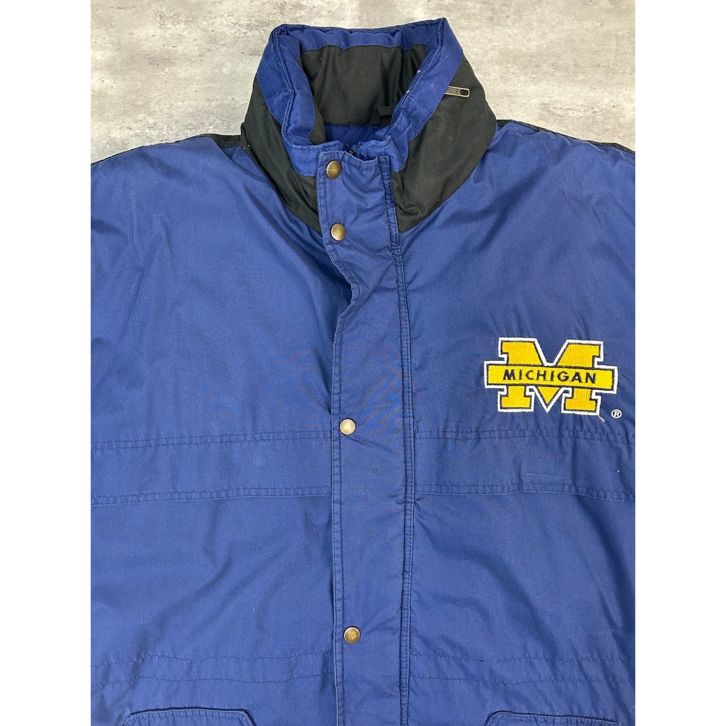 Vintage 90s Michigan Wolverines NCAA Insulated Long Jacket Size Large